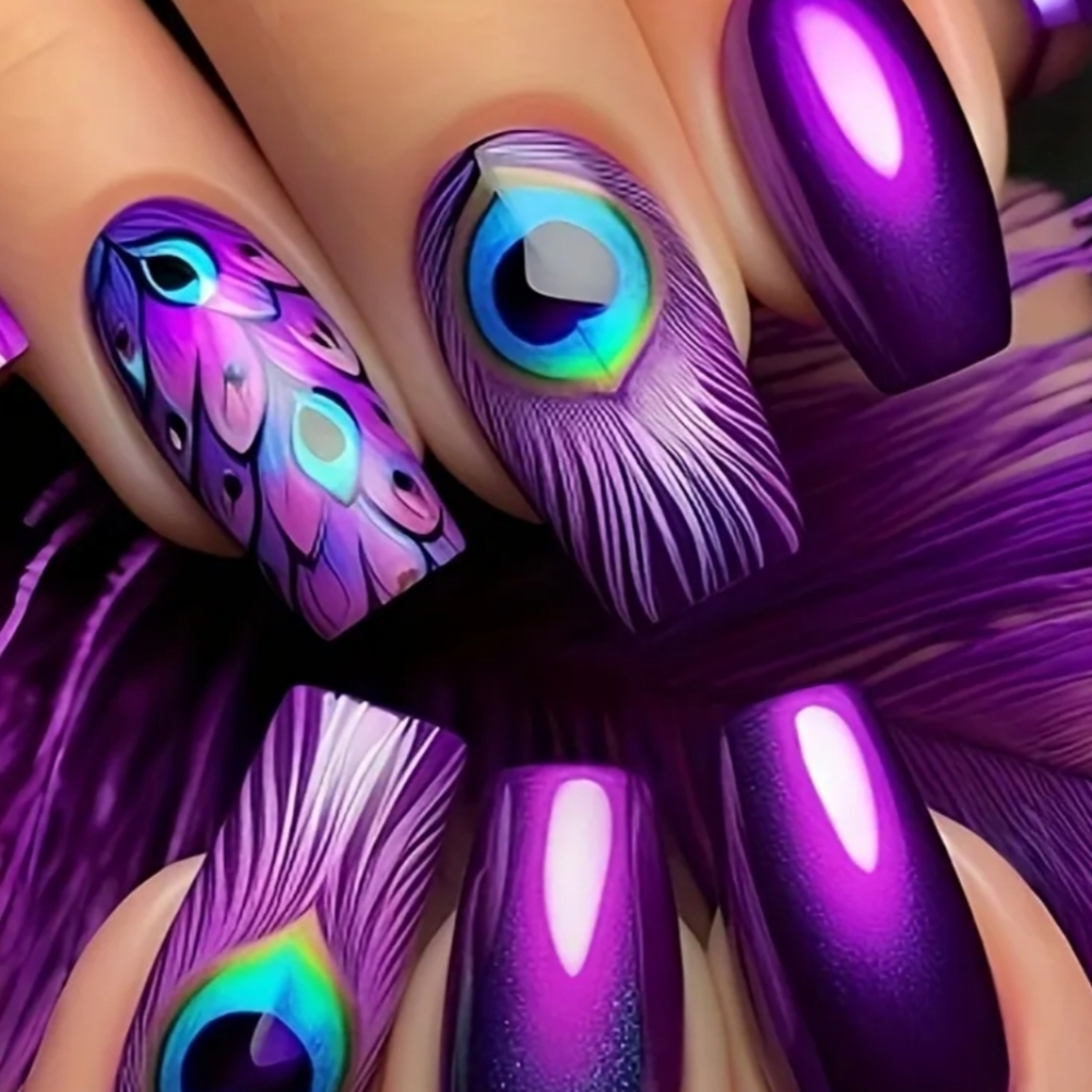 Peacock Nail Sticker Wraps